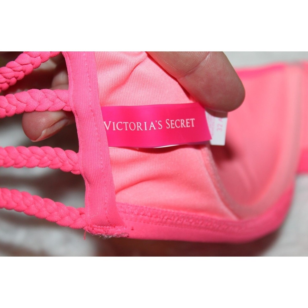 ✨2/$20 Victoria's Secret Strapless Bikini Top Pink Rope Back Women's Size 32A - Picture 4 of 5